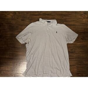 Ralph Lauren Polo Shirt Mens XL Black White Striped Golf Classic Preppy Pony